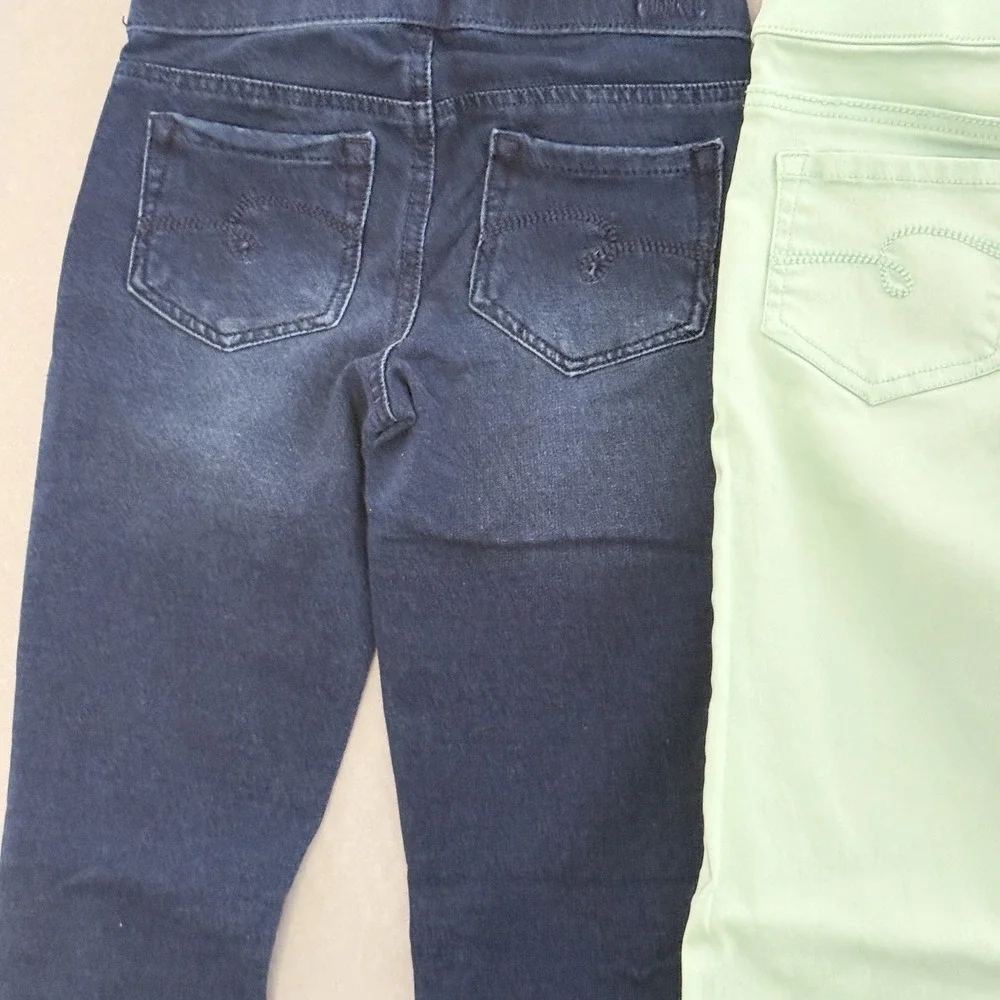 Justice Girls Ankle Jeggings Lot Of 3 MidRise Sz 10 Pull on Pant Denin Pink Mint